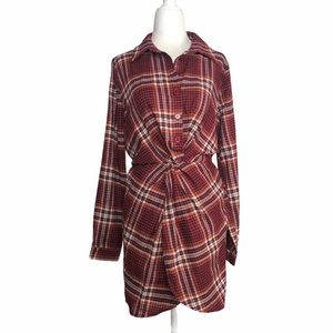 NWT SAGE THE LABEL Americana Plaid Wrap Mini Dress. Size Small